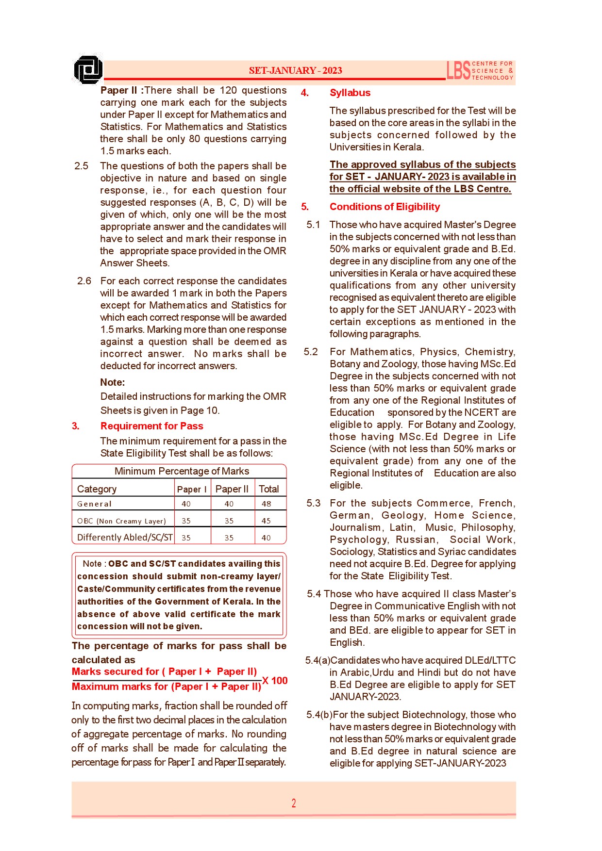 State Eligibility Test January 2023 Prospectus - Notification Image 4