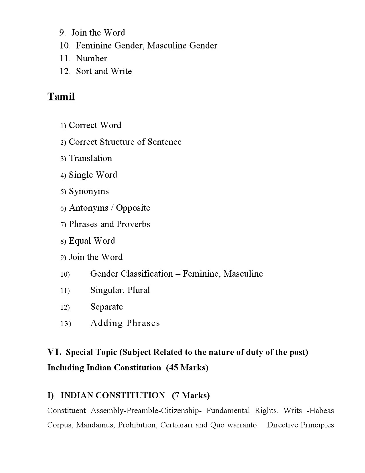 Syllabus For The 2023 Main Examination Of Sub Inspector Of Police - Notification Image 7