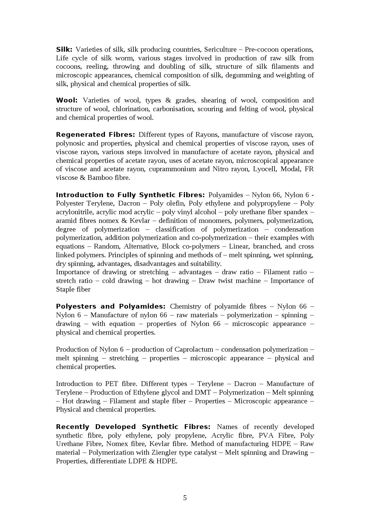 Textile Technology Lecturer in Polytechnic Exam Syllabus - Notification Image 5