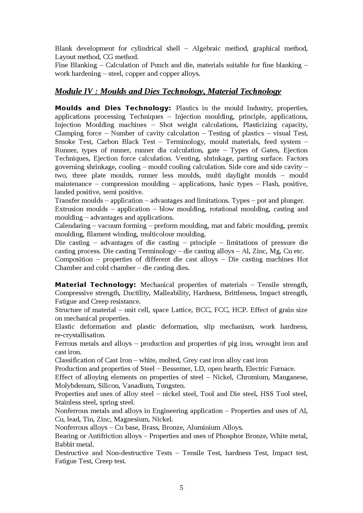 Tool And Die Engineering Lecturer in Polytechnic Exam Syllabus - Notification Image 5