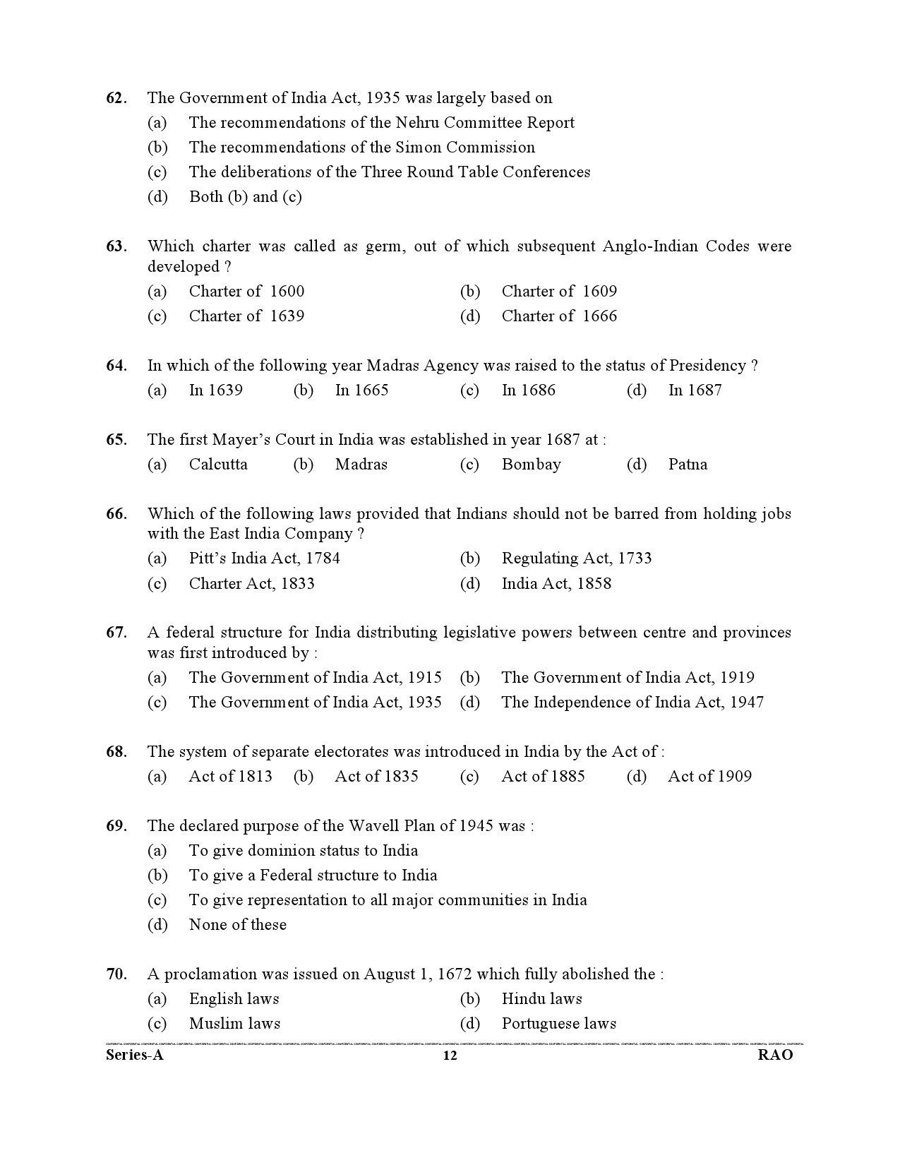 Advocate General Office Review Officer General Knowledge Preliminary 2021 12