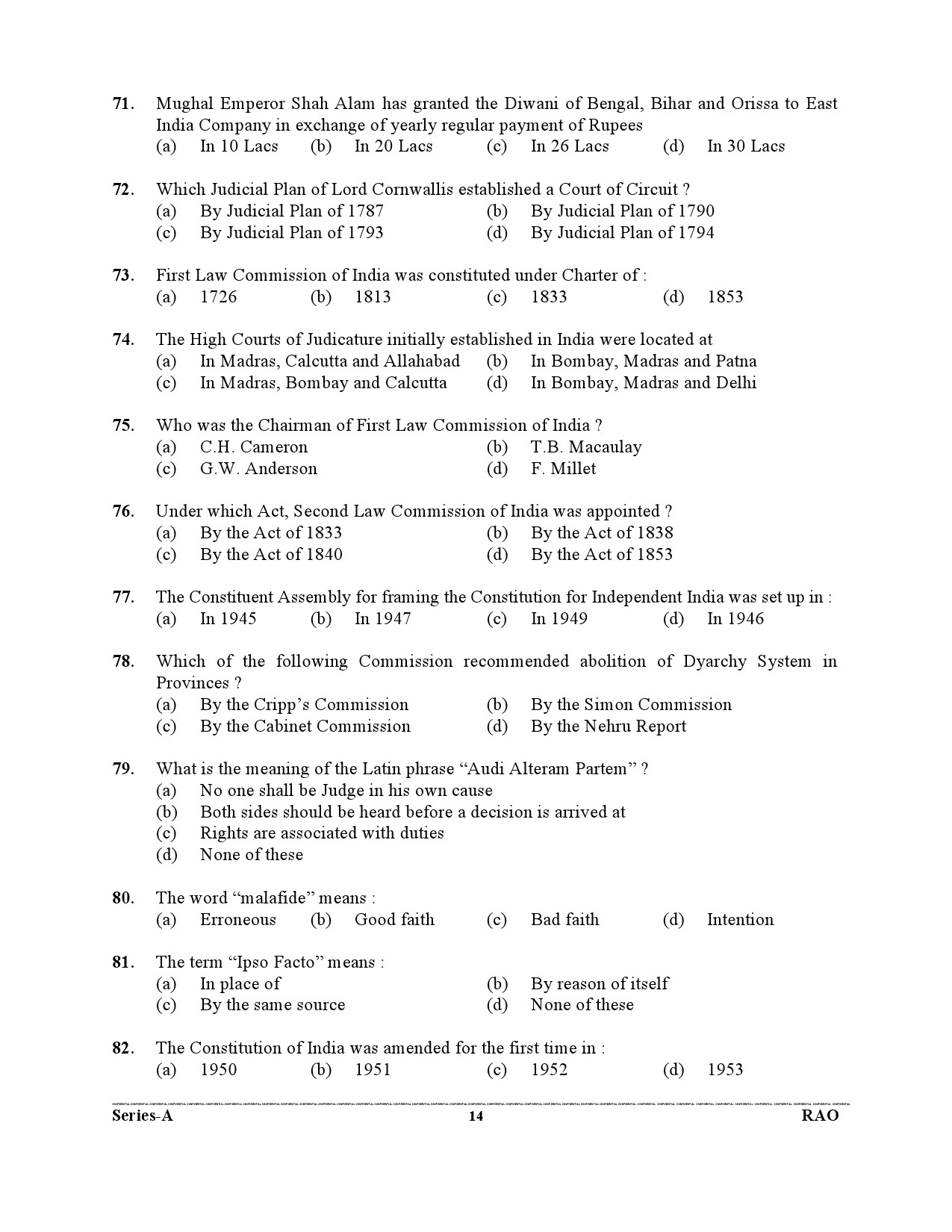 Advocate General Office Review Officer General Knowledge Preliminary 2021 14