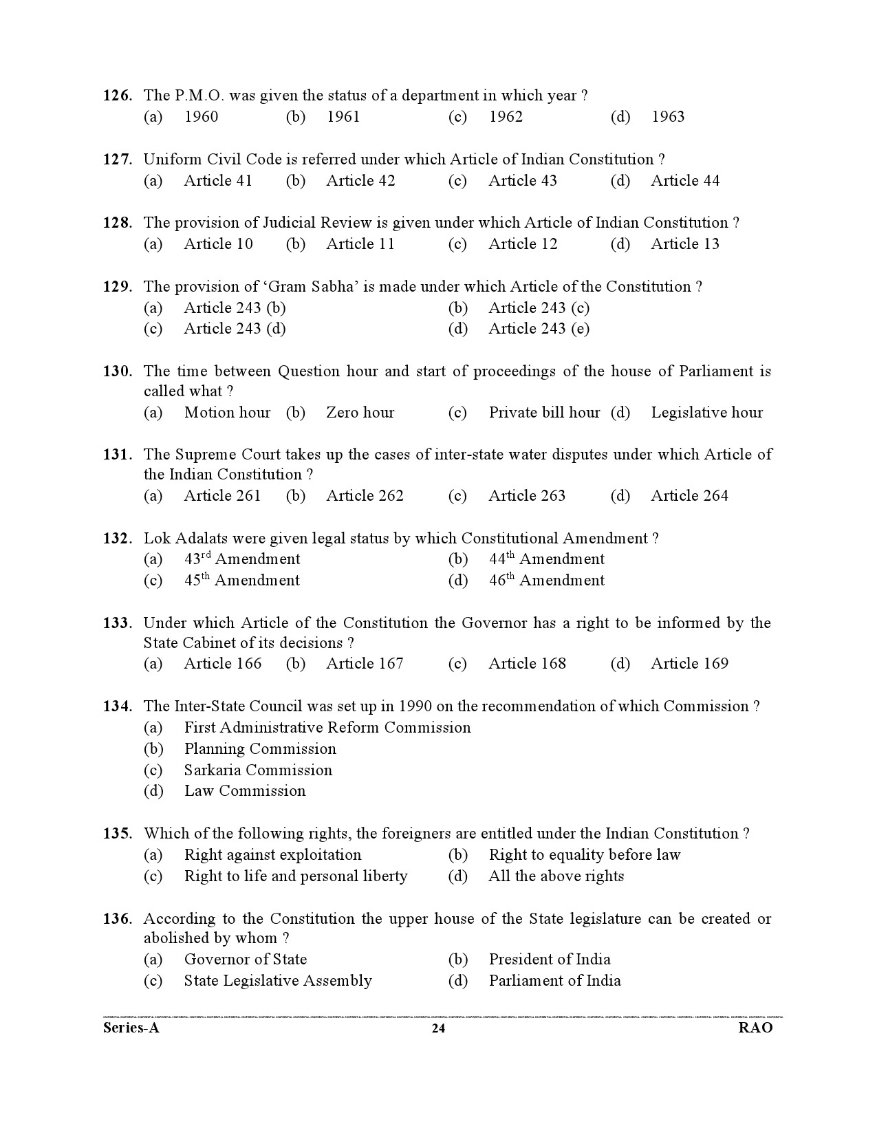 Advocate General Office Review Officer General Knowledge Preliminary 2021 24