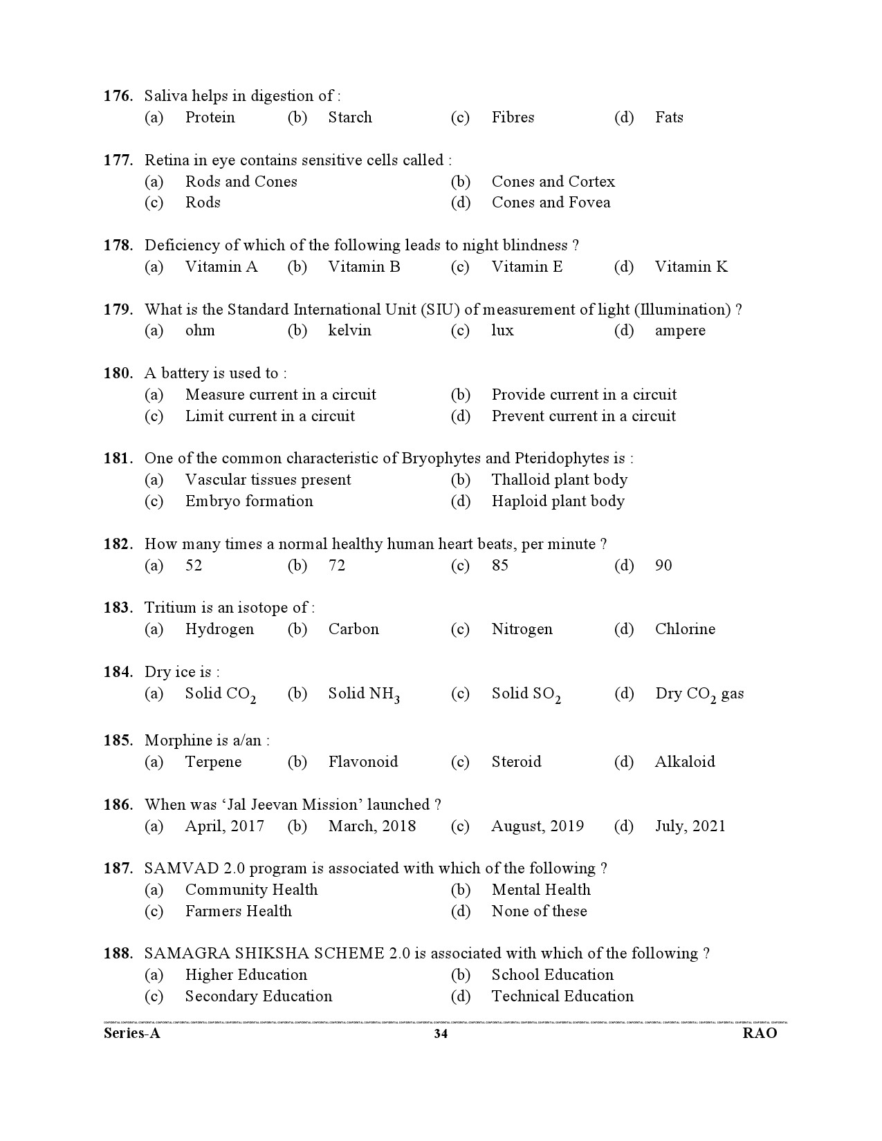 Advocate General Office Review Officer General Knowledge Preliminary 2021 34