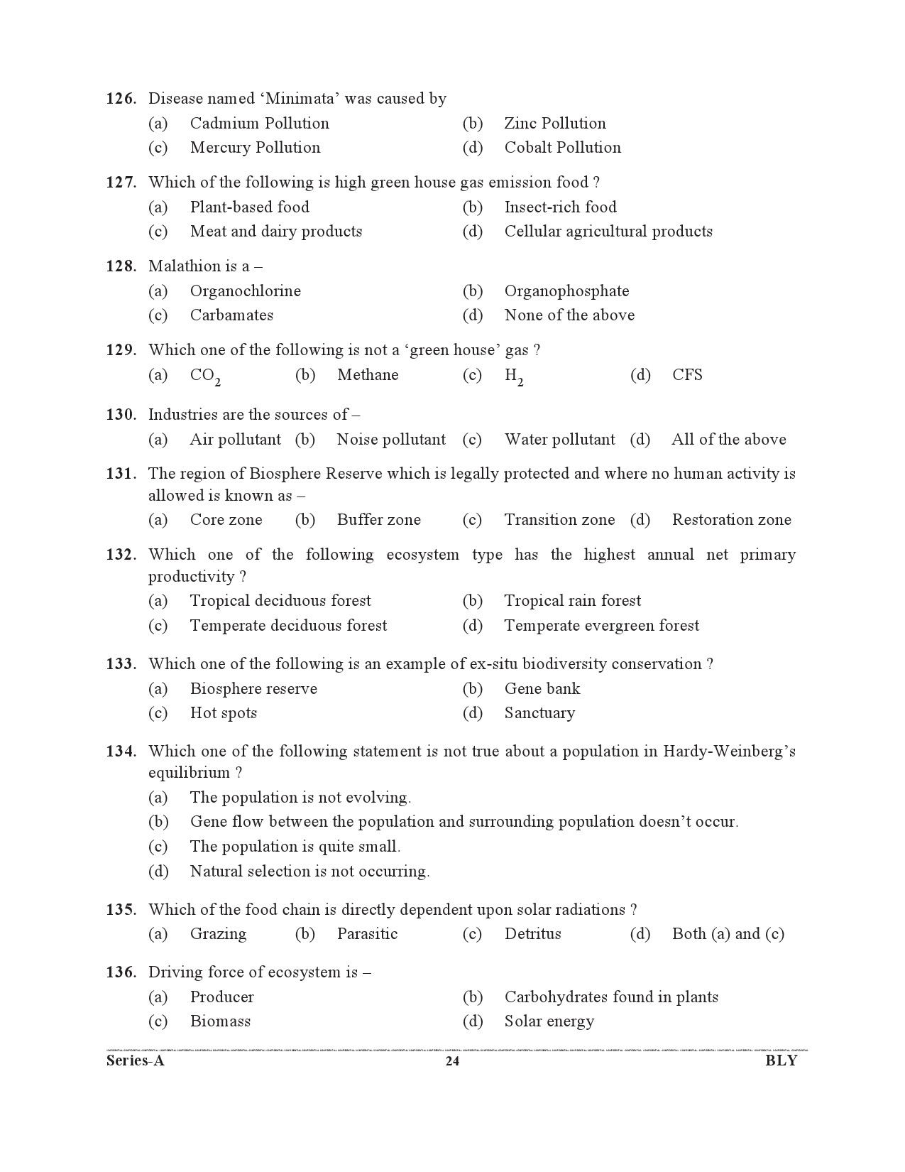 Special Subordinate Education Group C Services General Women Branch 2020 Biology 20