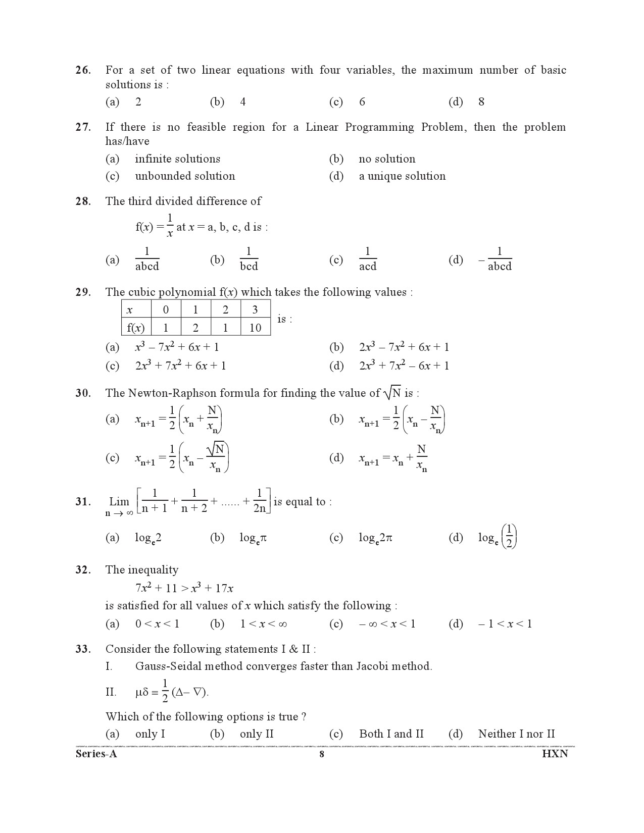 Special Subordinate Education Group C Services General Women Branch 2020 Mathematics 7