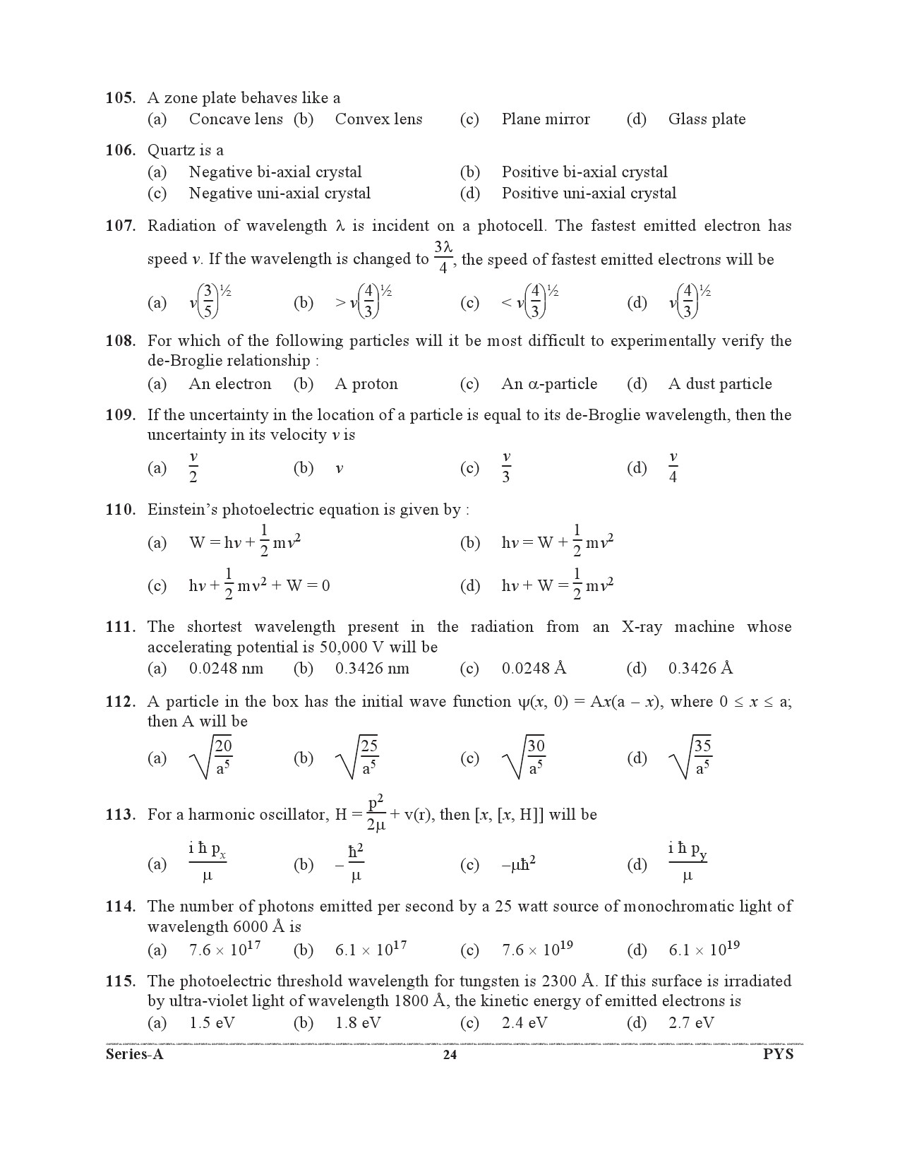 Special Subordinate Education Group C Services General Women Branch 2020 Physics 23