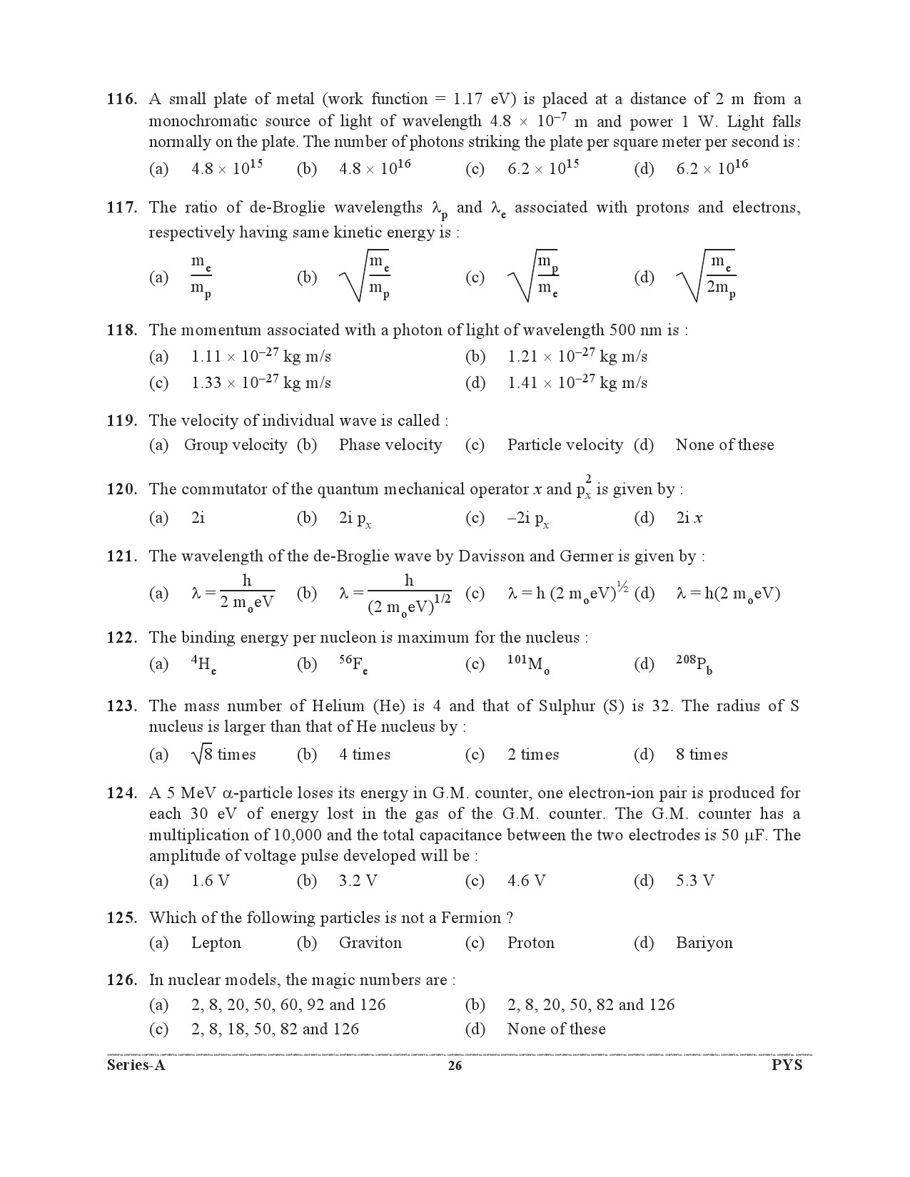 Special Subordinate Education Group C Services General Women Branch 2020 Physics 25