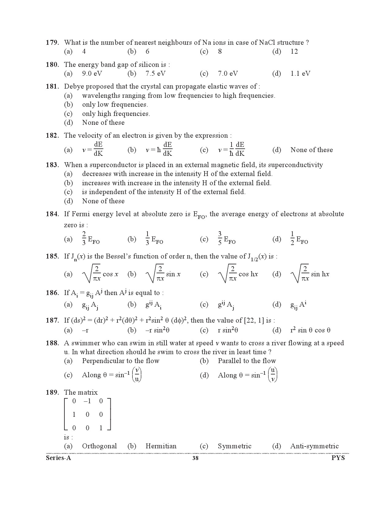 Special Subordinate Education Group C Services General Women Branch 2020 Physics 37