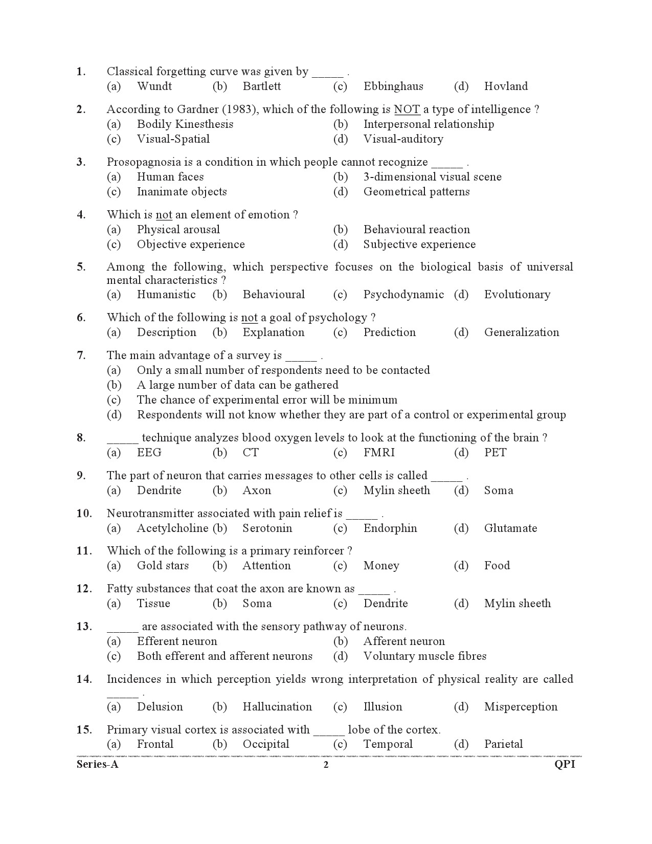 Special Subordinate Education Group C Services General Women Branch 2020 Psychology 1