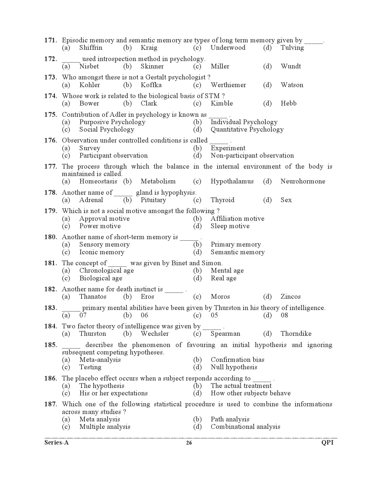 Special Subordinate Education Group C Services General Women Branch 2020 Psychology 25