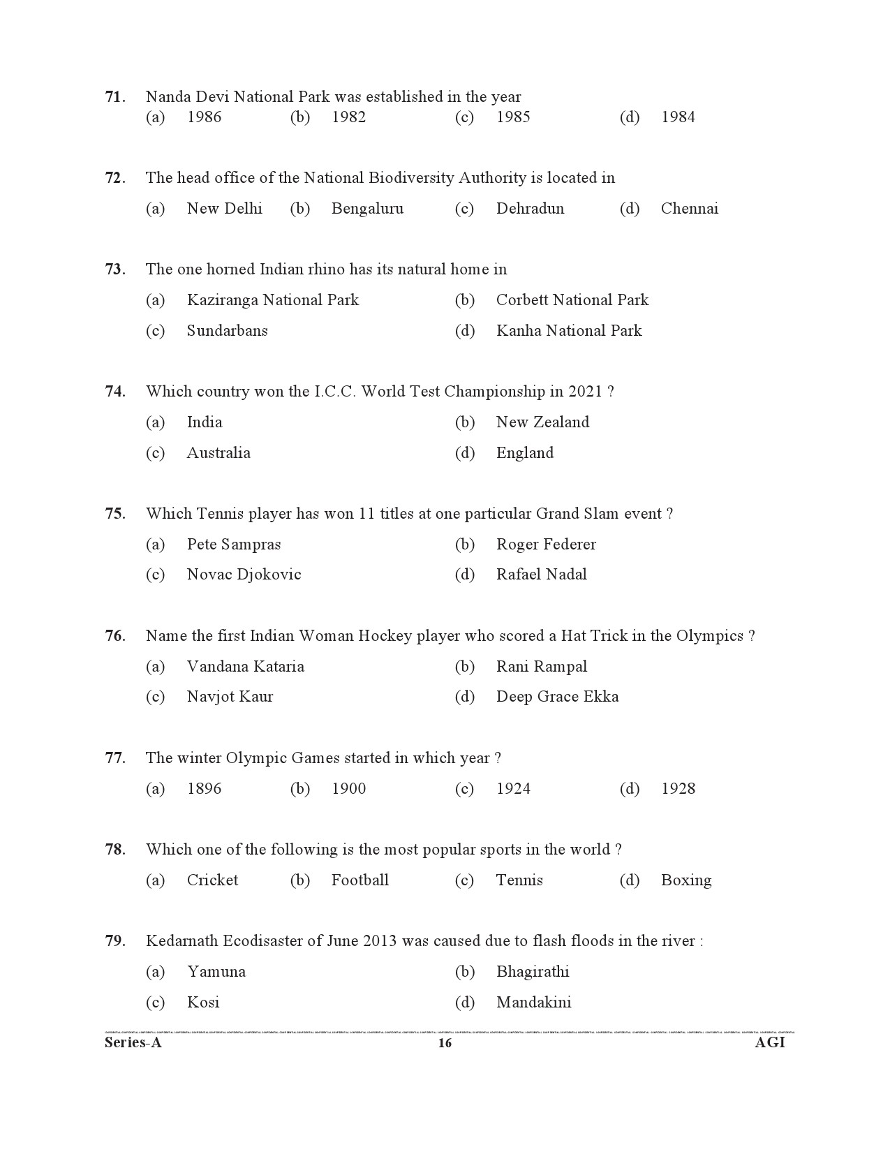 UKPSC Assistant Prosecuting Officer Exam 2021 Paper 1 General Studies Set A Mains 15