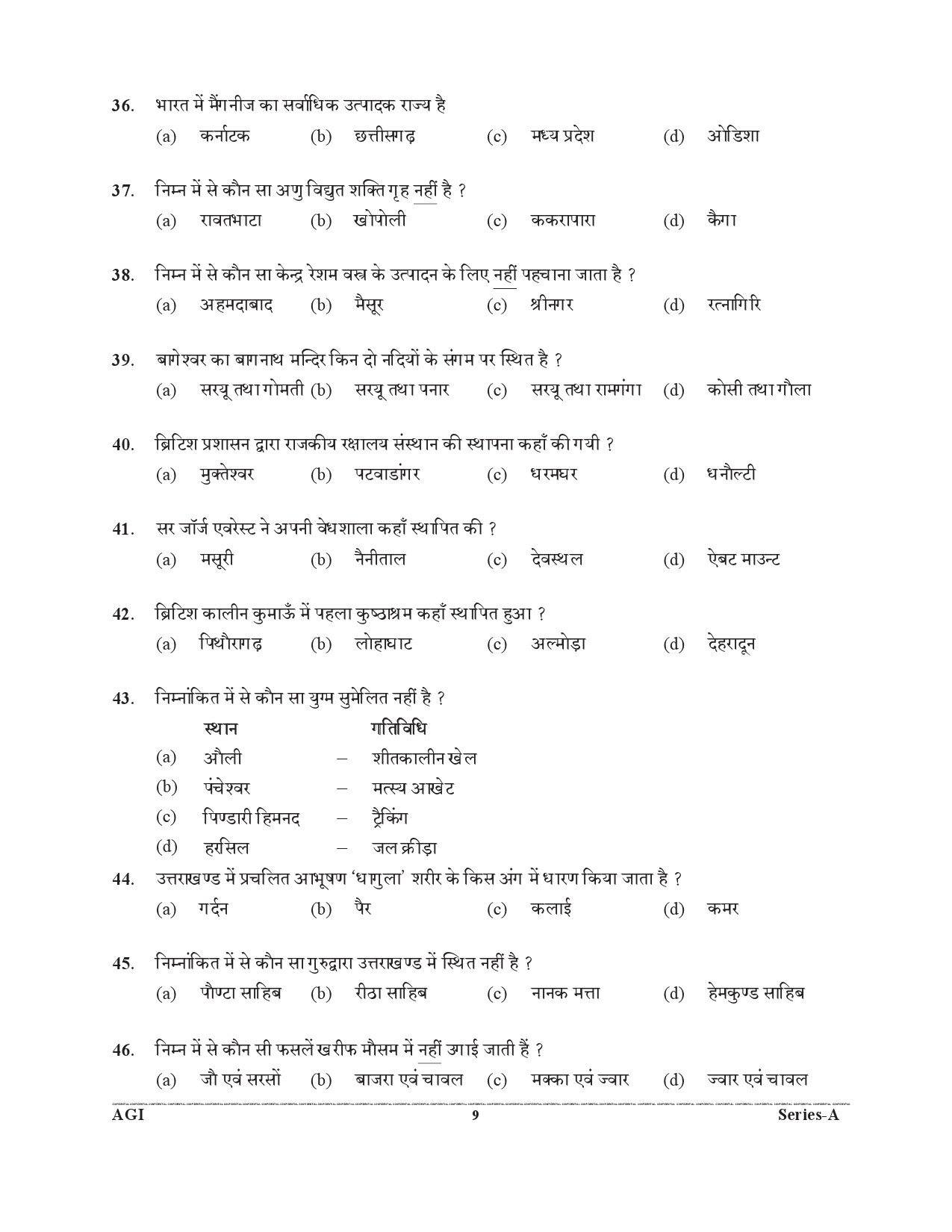 UKPSC Assistant Prosecuting Officer Exam 2021 Paper 1 General Studies Set A Mains 8