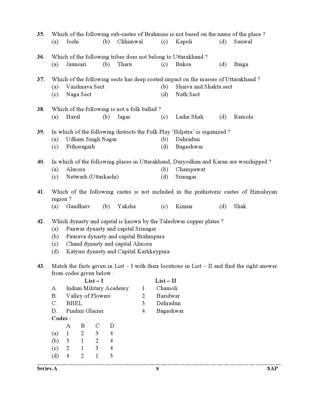 UKPSC Combined State Civil Lower Subordinate Service Preliminary Examination 2021 7