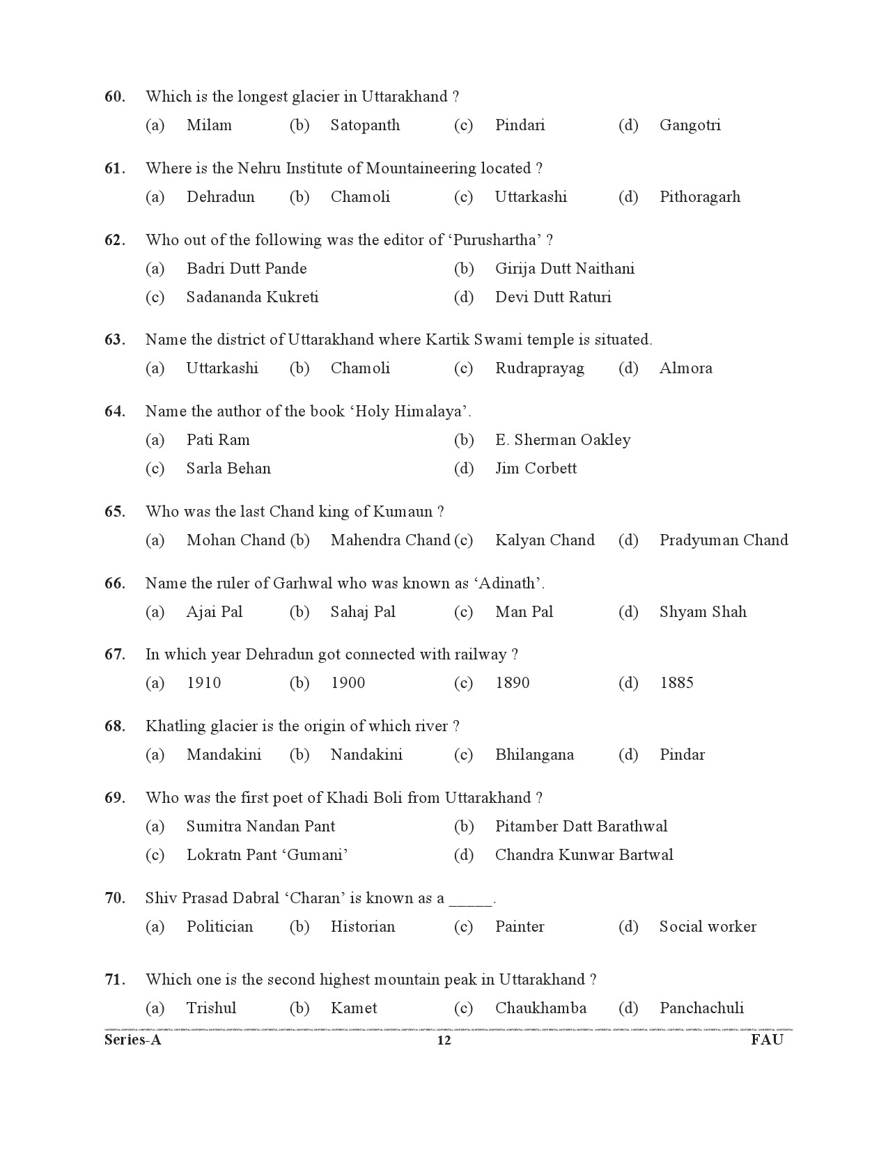 UKPSC Forest Range Officer Preliminary Examination 2021 11