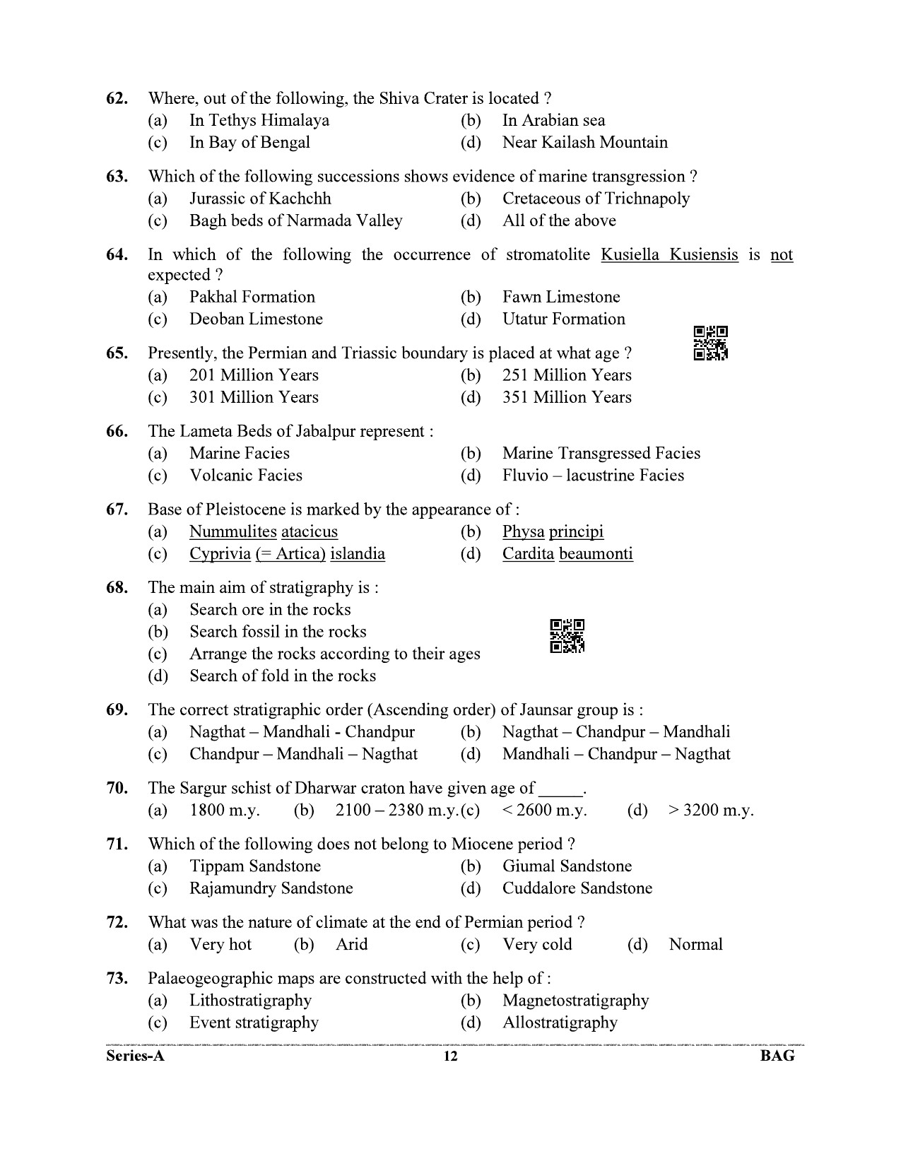 UKPSC Geology and Mining Unit Group B Examination 2021 Geology Paper 11