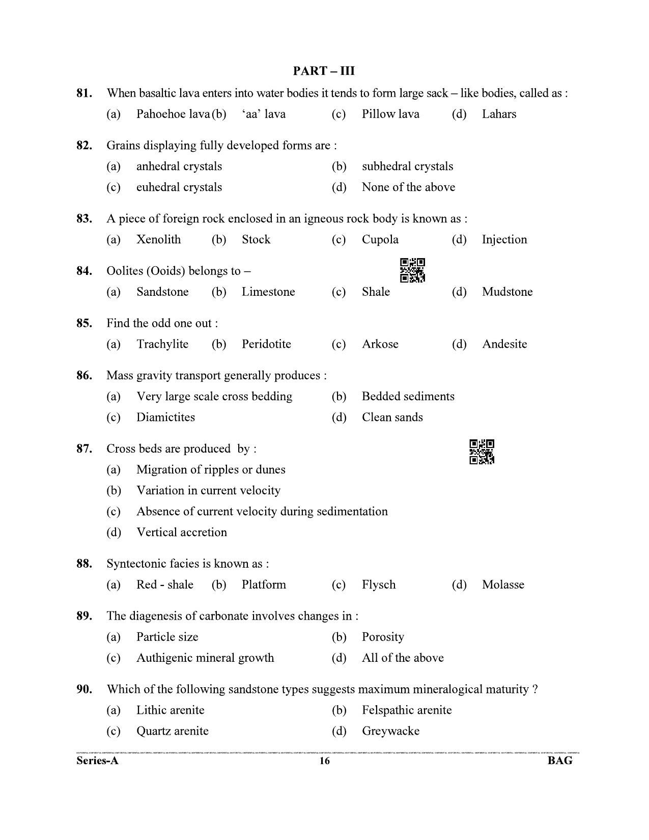 UKPSC Geology and Mining Unit Group B Examination 2021 Geology Paper 15