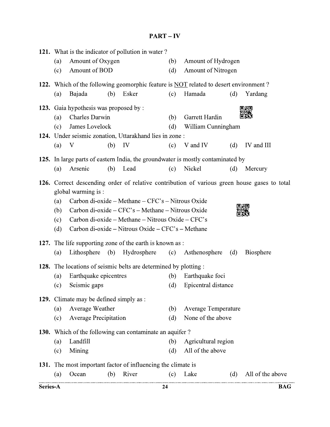 UKPSC Geology and Mining Unit Group B Examination 2021 Geology Paper 23