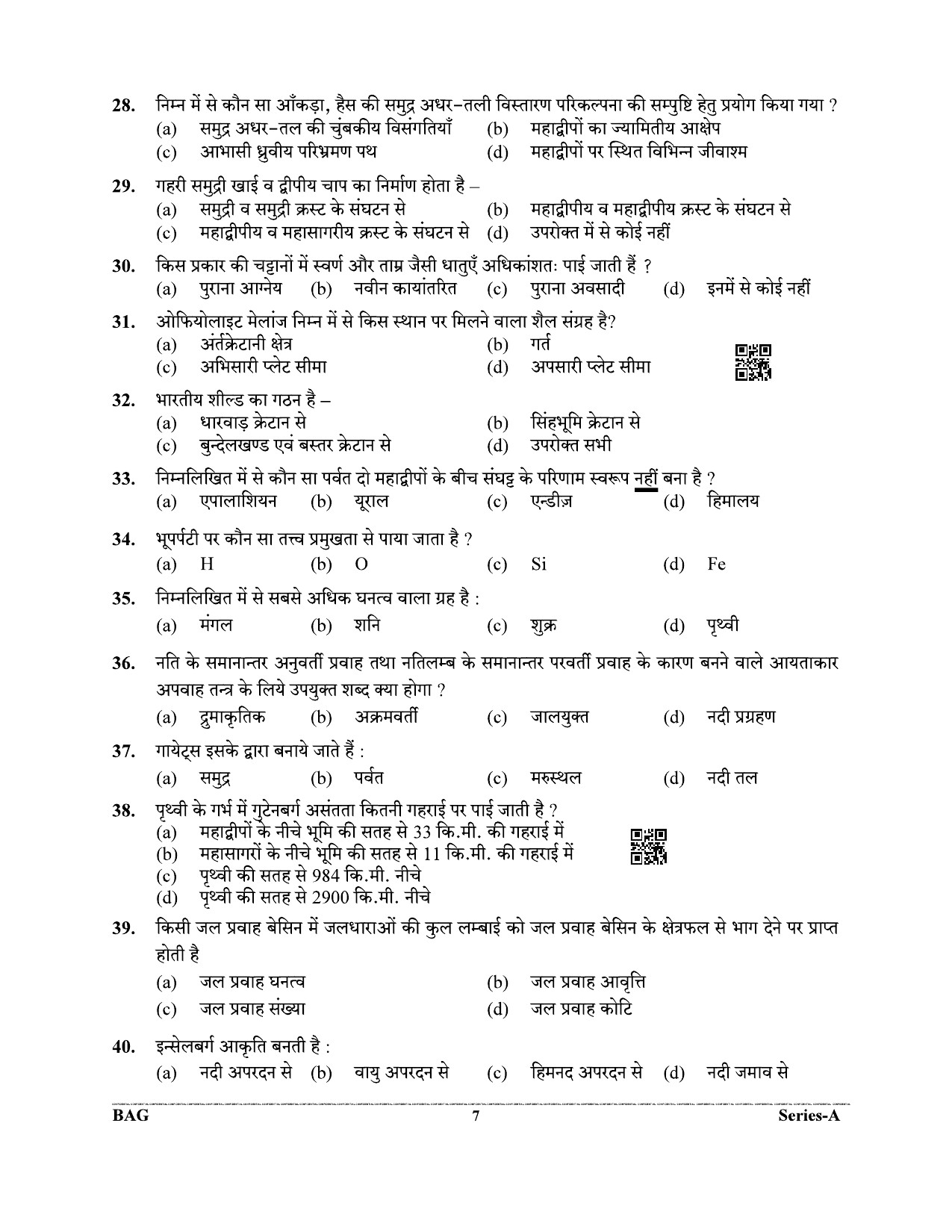 UKPSC Geology and Mining Unit Group B Examination 2021 Geology Paper 6