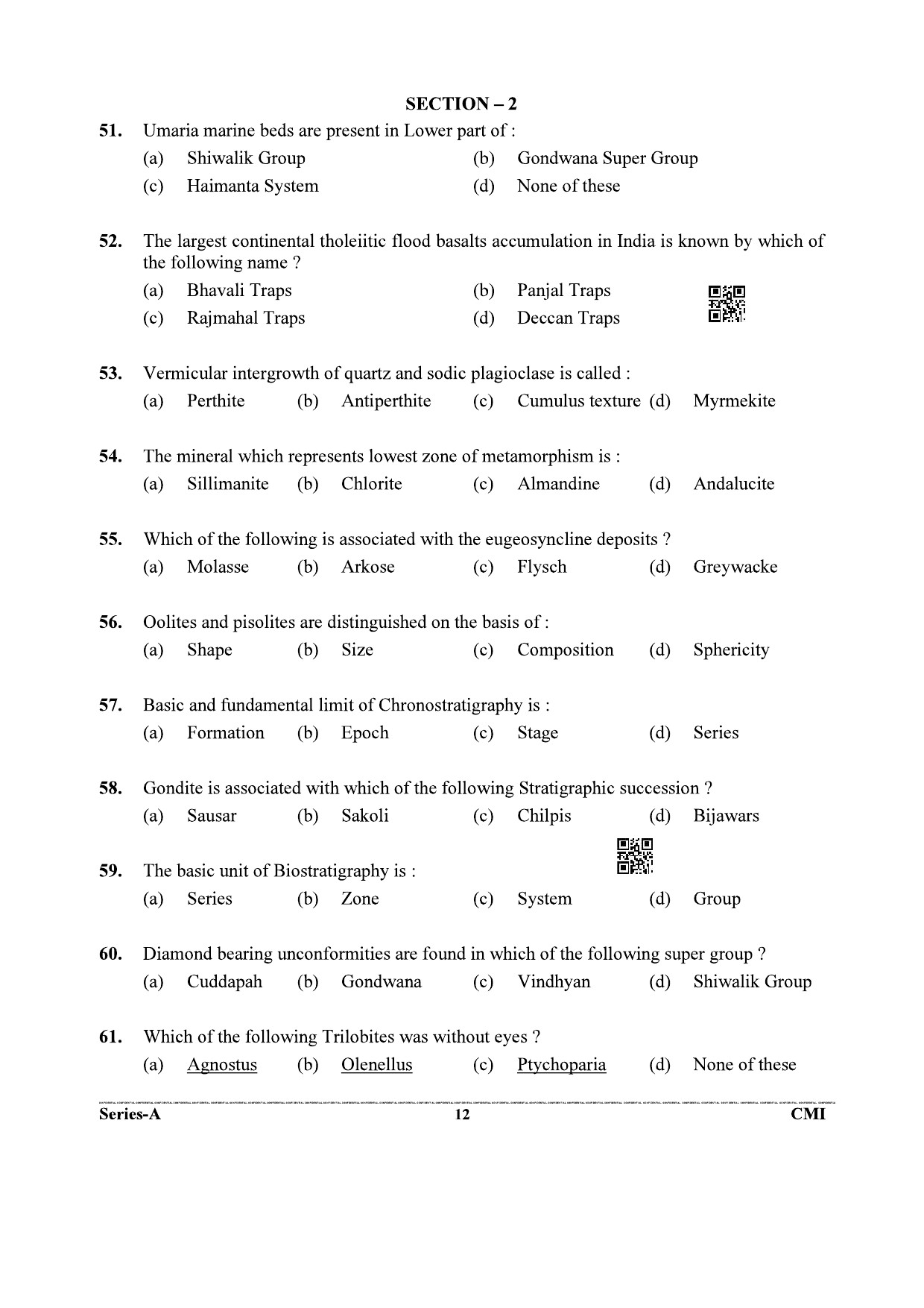 UKPSC Geology and Mining Unit Group C Exam 2021 Mining Engineering and Geology 11