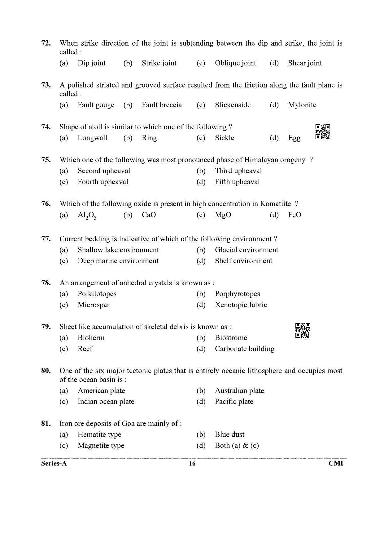 UKPSC Geology and Mining Unit Group C Exam 2021 Mining Engineering and Geology 15