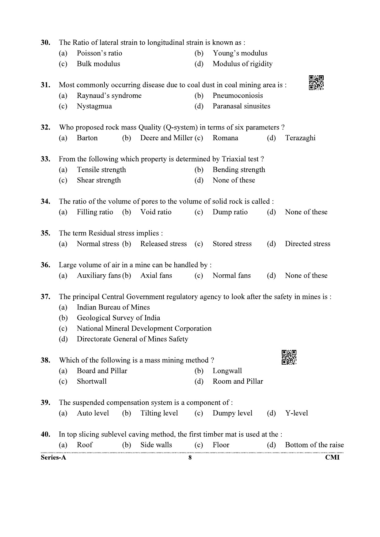 UKPSC Geology and Mining Unit Group C Exam 2021 Mining Engineering and Geology 7