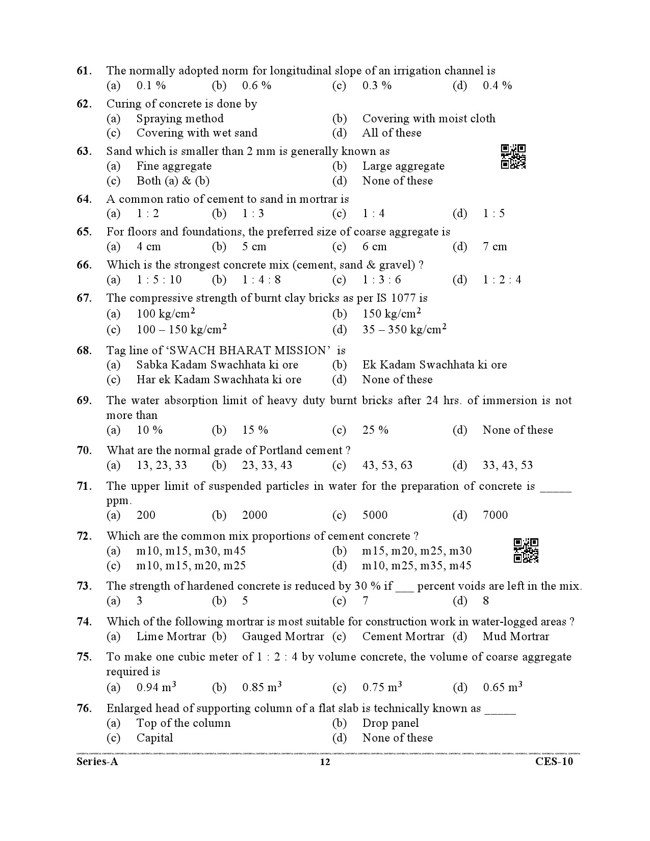 Uttarakhand Combined State Engineering Service Exam 2021 Agriculture Engineering Paper I 12