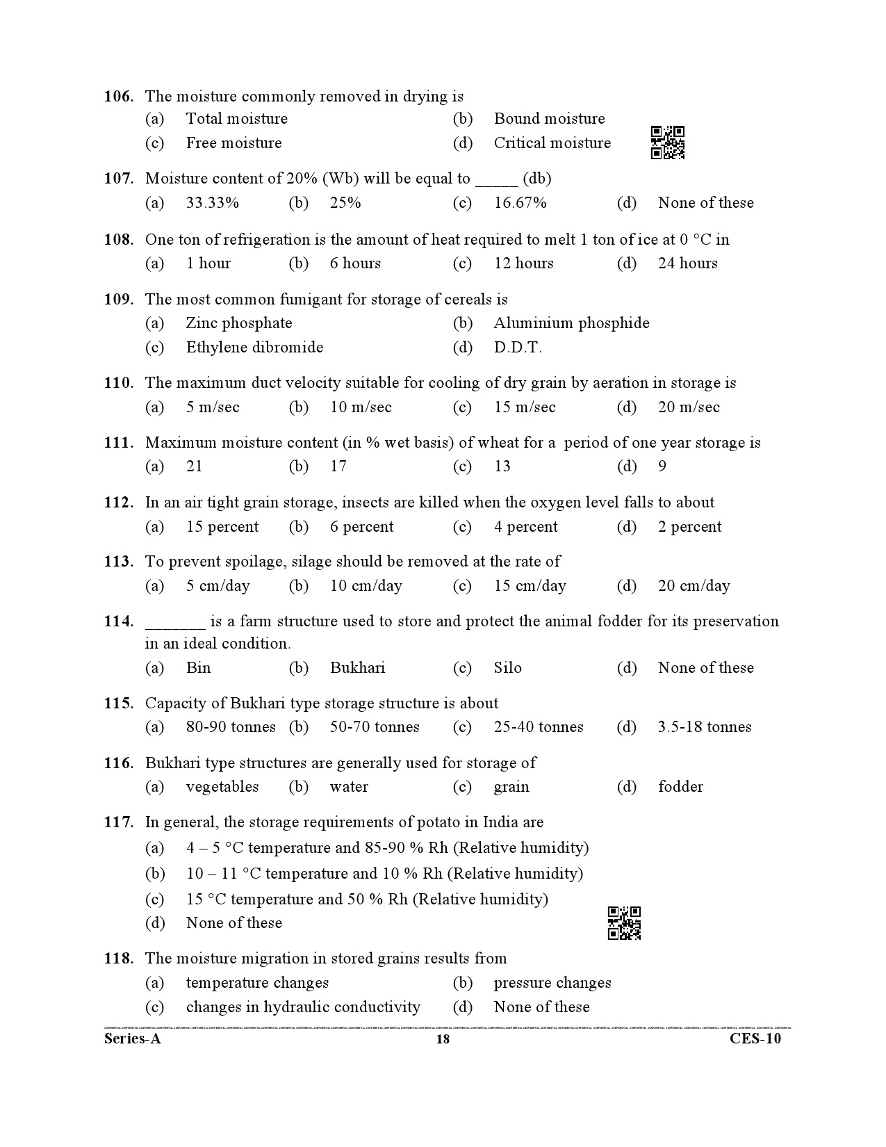 Uttarakhand Combined State Engineering Service Exam 2021 Agriculture Engineering Paper I 18