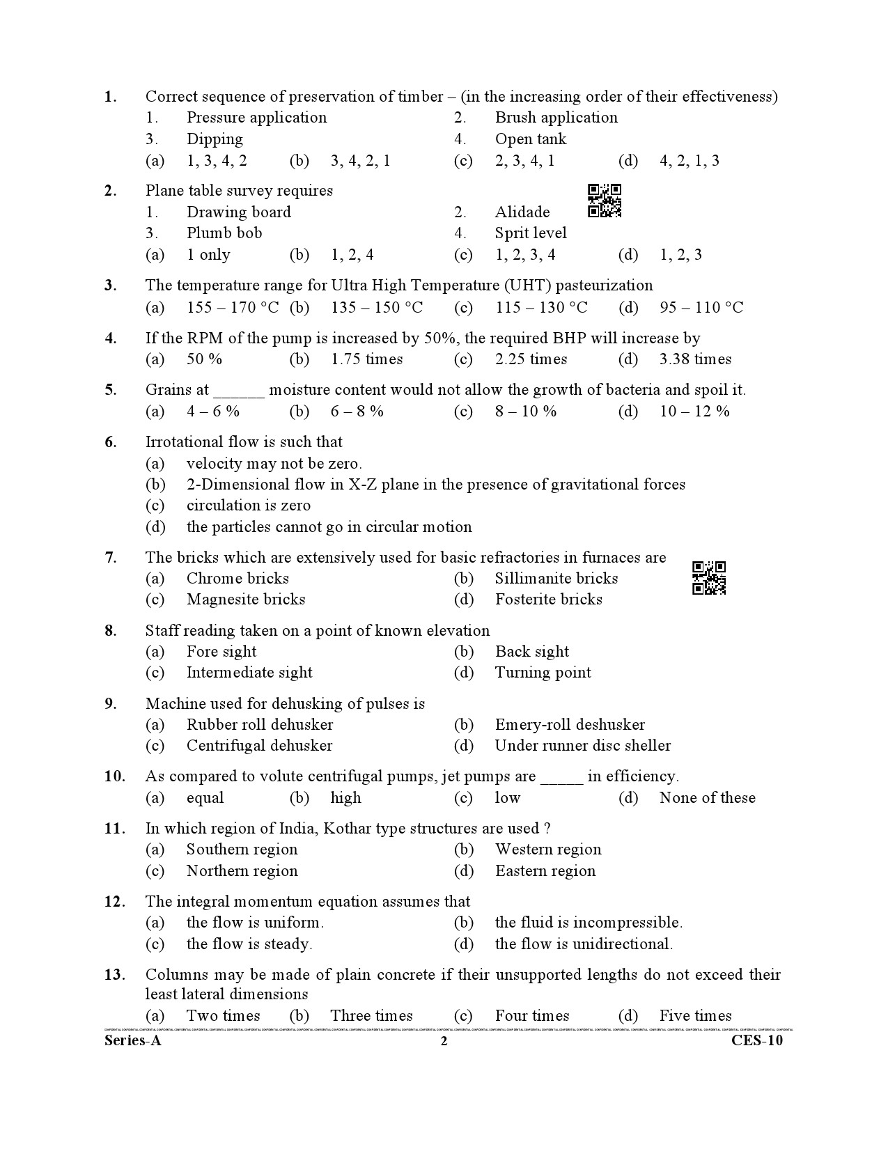 Uttarakhand Combined State Engineering Service Exam 2021 Agriculture Engineering Paper I 2