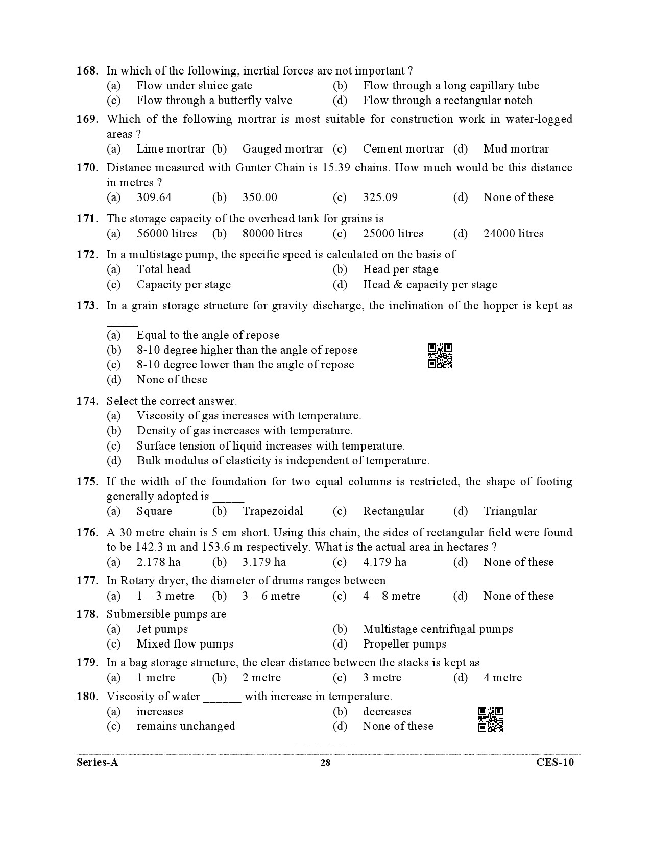 Uttarakhand Combined State Engineering Service Exam 2021 Agriculture Engineering Paper I 28