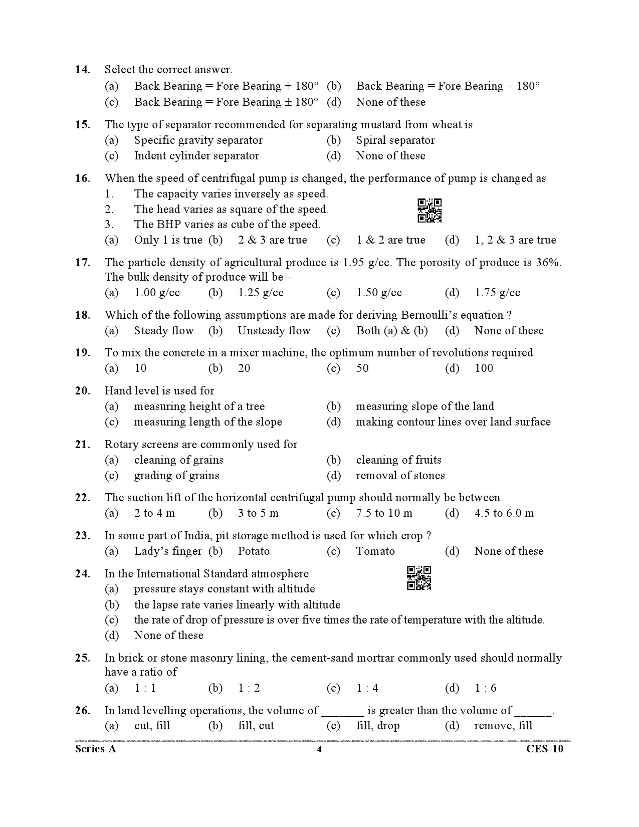 Uttarakhand Combined State Engineering Service Exam 2021 Agriculture Engineering Paper I 4