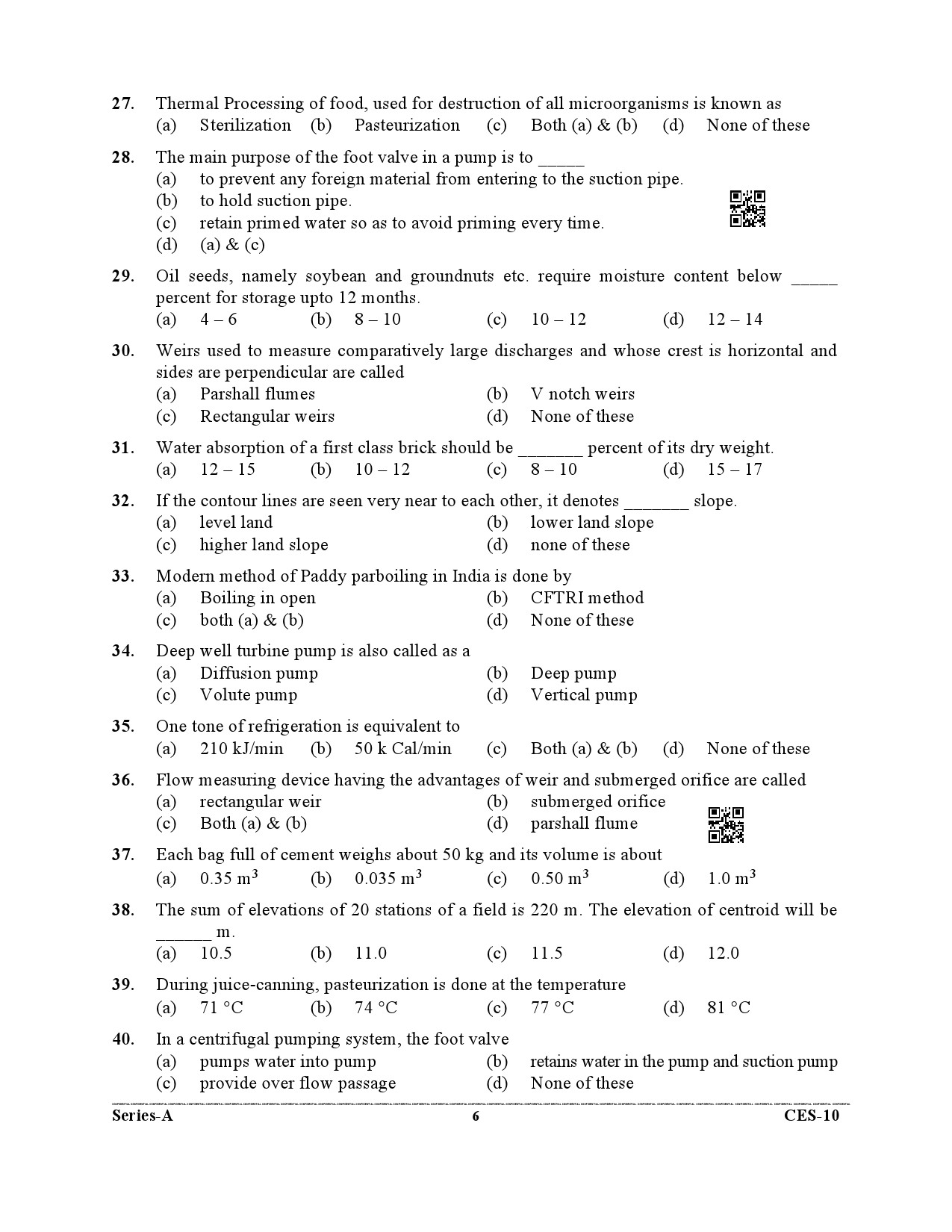 Uttarakhand Combined State Engineering Service Exam 2021 Agriculture Engineering Paper I 6