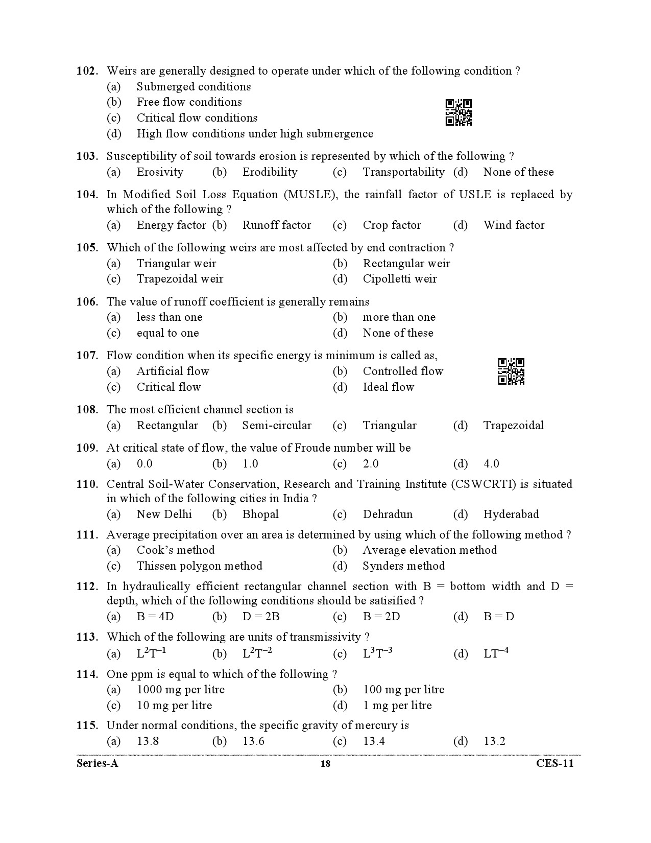 Uttarakhand Combined State Engineering Service Exam 2021 Agriculture Engineering Paper II 18