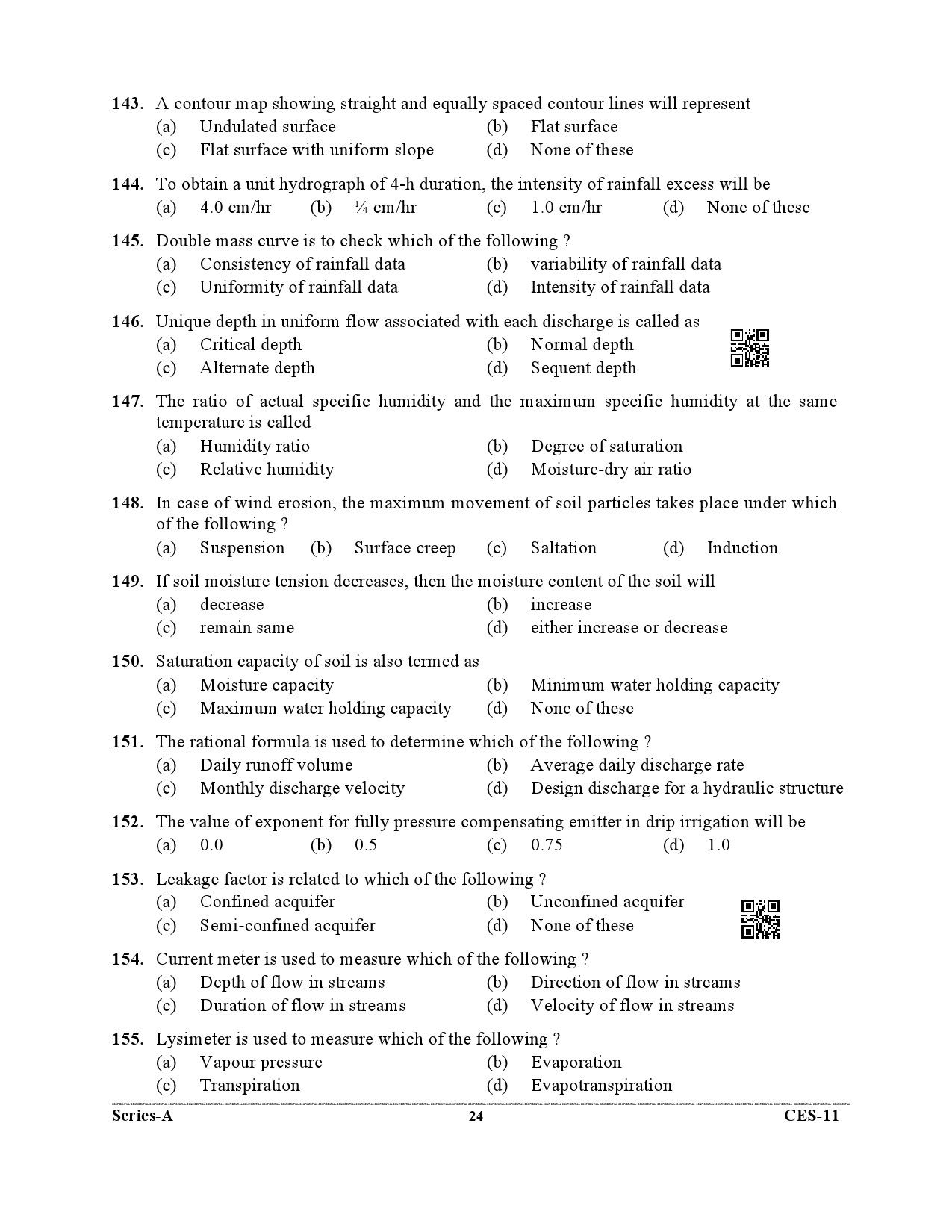 Uttarakhand Combined State Engineering Service Exam 2021 Agriculture Engineering Paper II 24