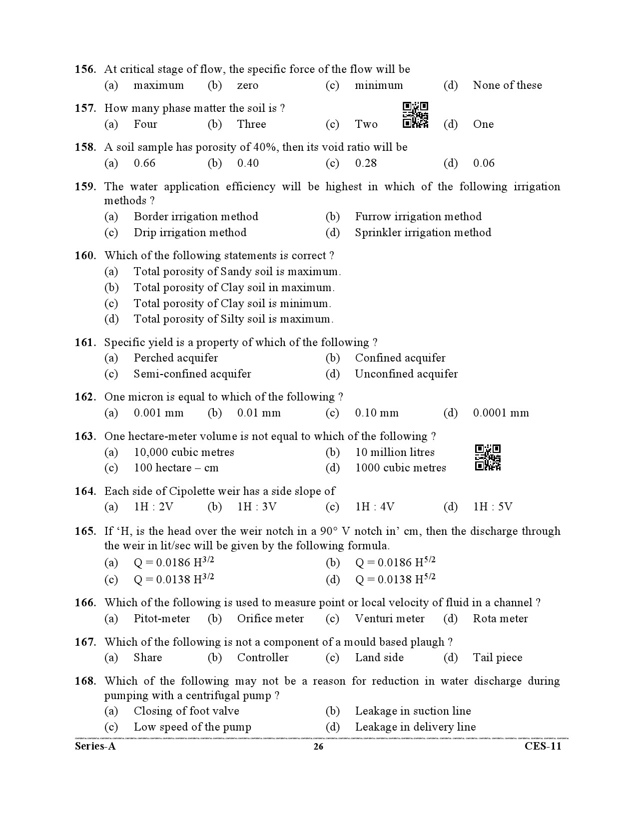 Uttarakhand Combined State Engineering Service Exam 2021 Agriculture Engineering Paper II 26