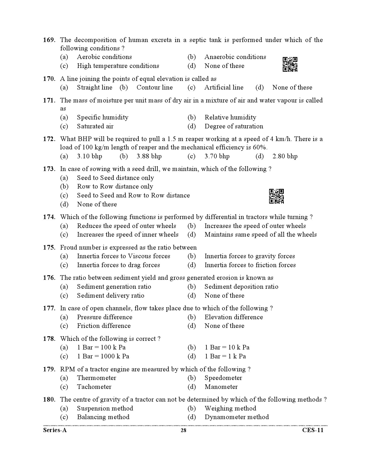 Uttarakhand Combined State Engineering Service Exam 2021 Agriculture Engineering Paper II 28