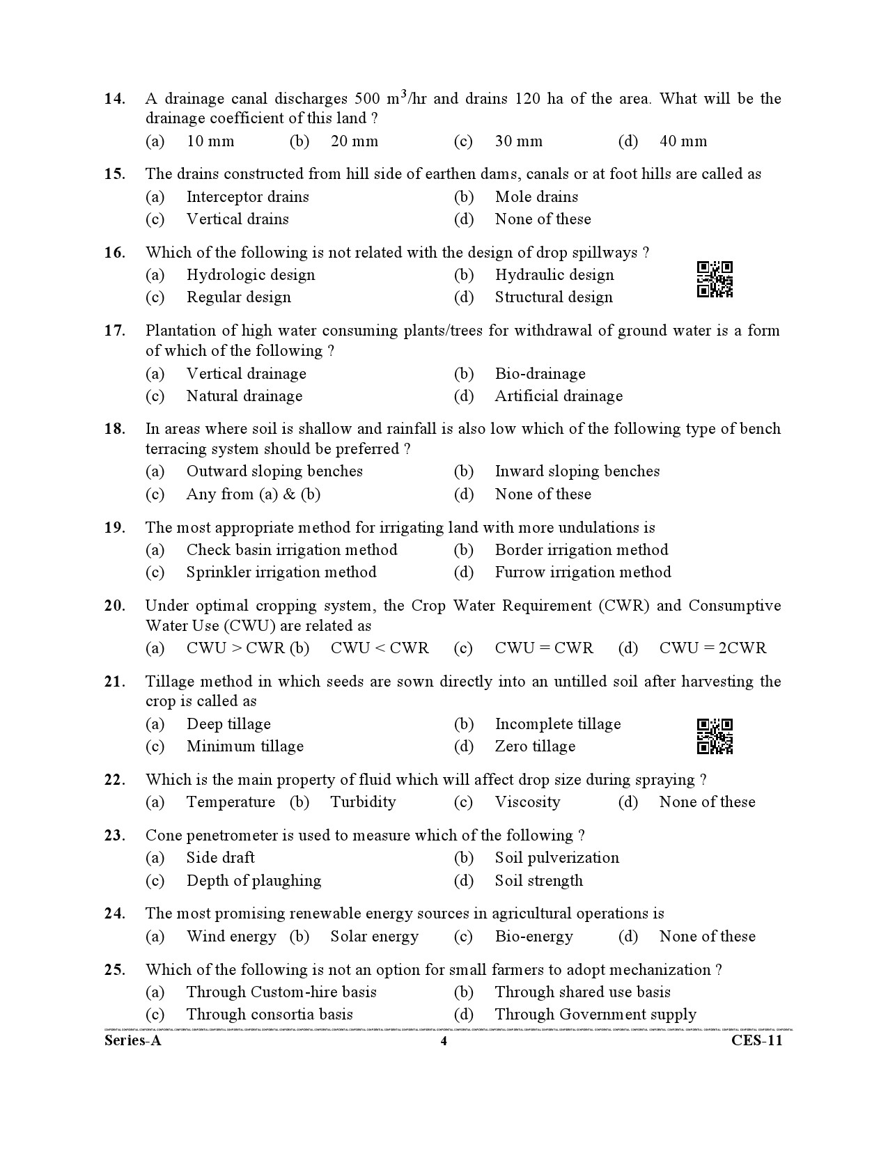 Uttarakhand Combined State Engineering Service Exam 2021 Agriculture Engineering Paper II 4