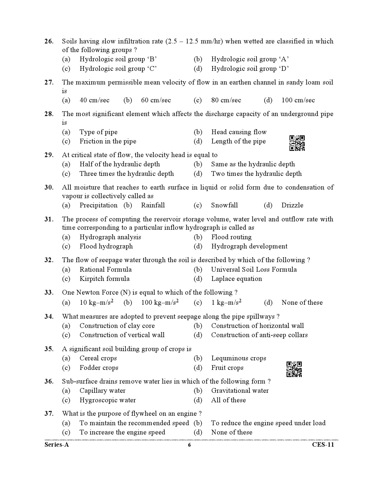 Uttarakhand Combined State Engineering Service Exam 2021 Agriculture Engineering Paper II 6