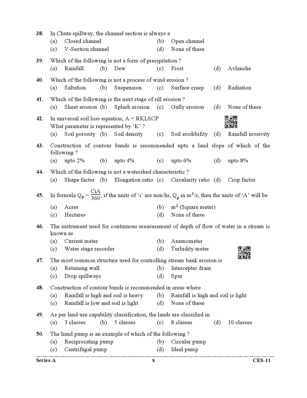 Uttarakhand Combined State Engineering Service Exam 2021 Agriculture Engineering Paper II 8