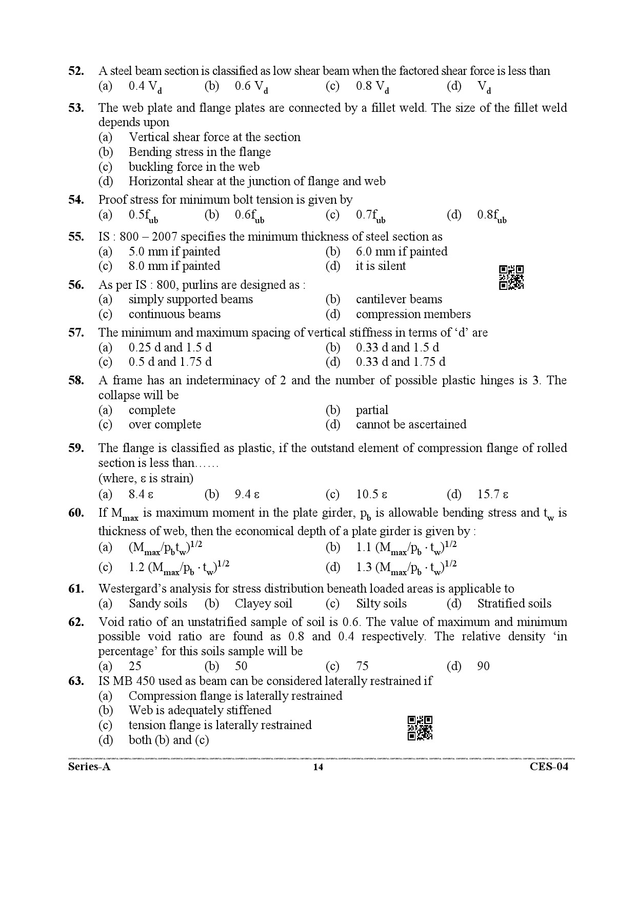 Uttarakhand Combined State Engineering Service Exam 2021 Civil Engineering Paper I 14