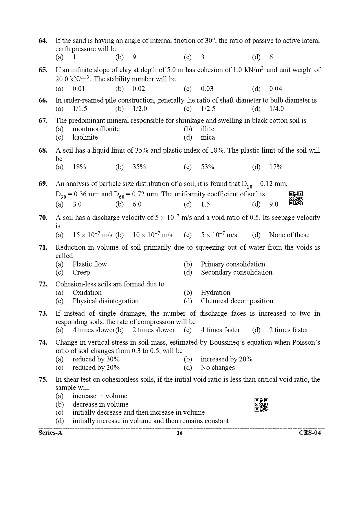 Uttarakhand Combined State Engineering Service Exam 2021 Civil Engineering Paper I 16