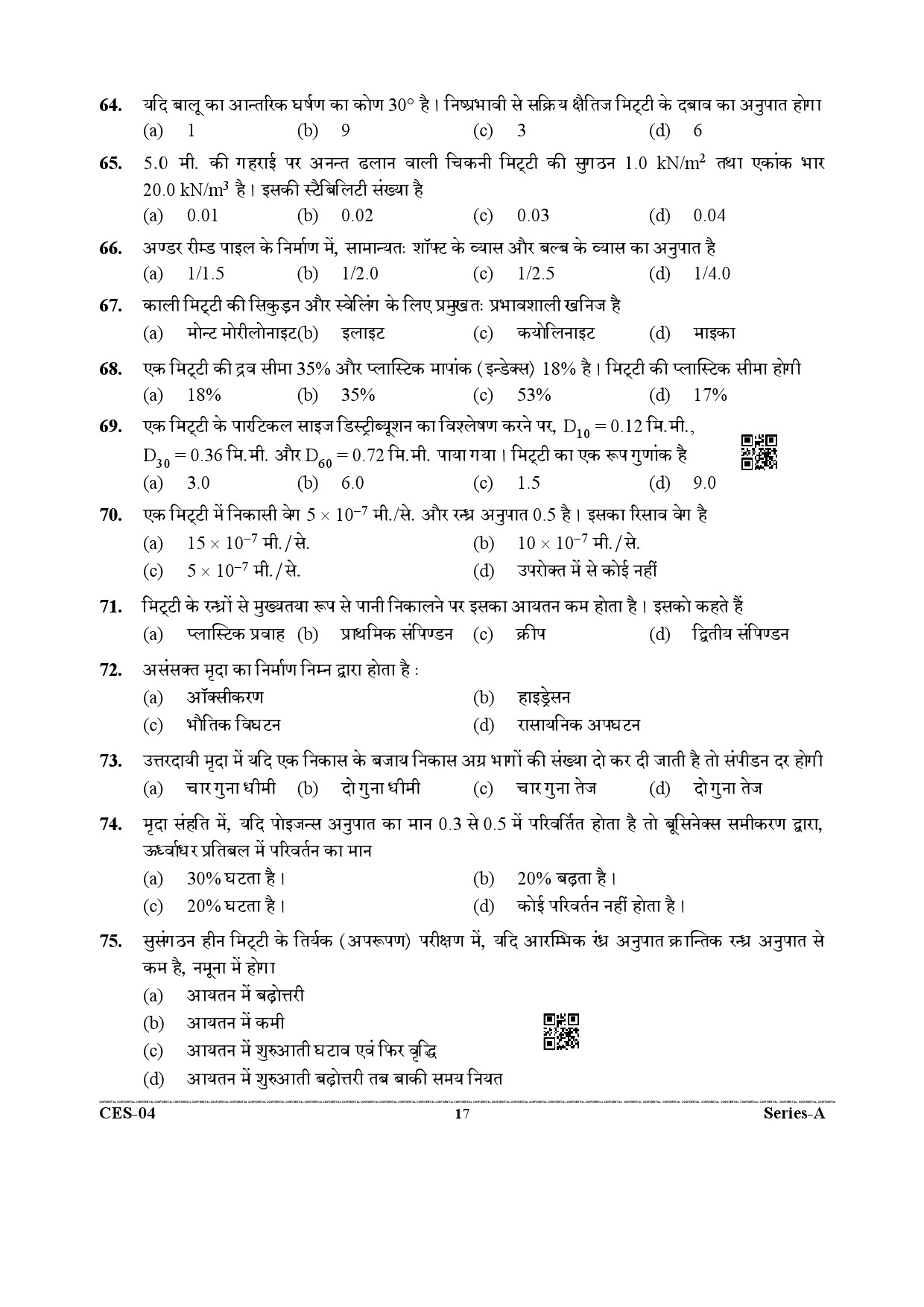 Uttarakhand Combined State Engineering Service Exam 2021 Civil Engineering Paper I 17