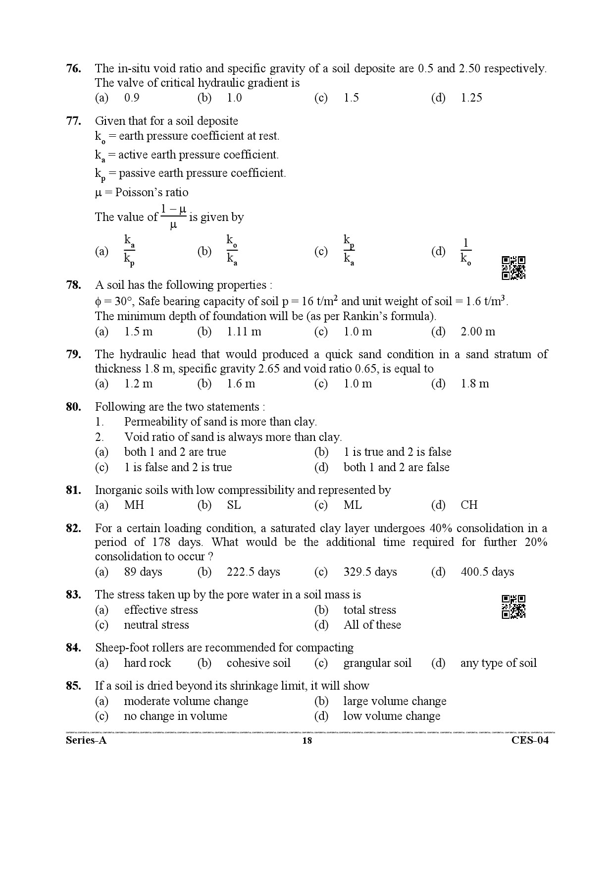 Uttarakhand Combined State Engineering Service Exam 2021 Civil Engineering Paper I 18