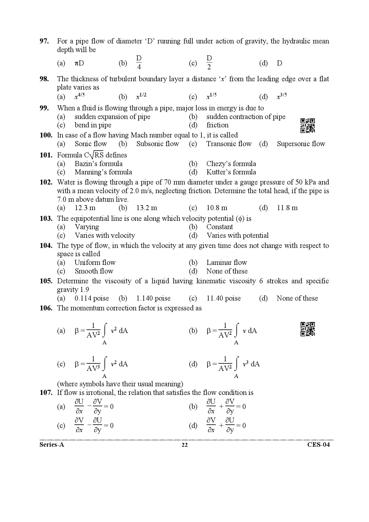 Uttarakhand Combined State Engineering Service Exam 2021 Civil Engineering Paper I 22