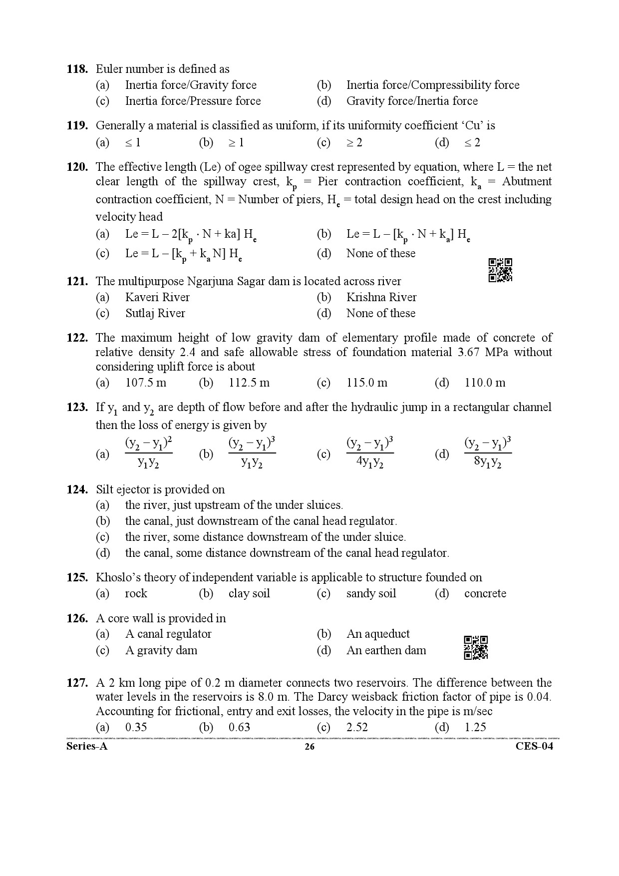 Uttarakhand Combined State Engineering Service Exam 2021 Civil Engineering Paper I 26