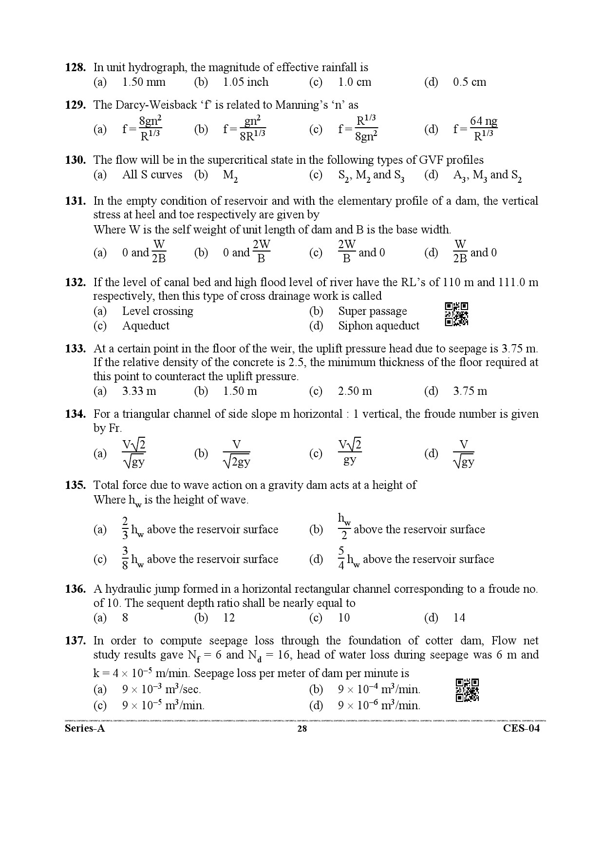 Uttarakhand Combined State Engineering Service Exam 2021 Civil Engineering Paper I 28