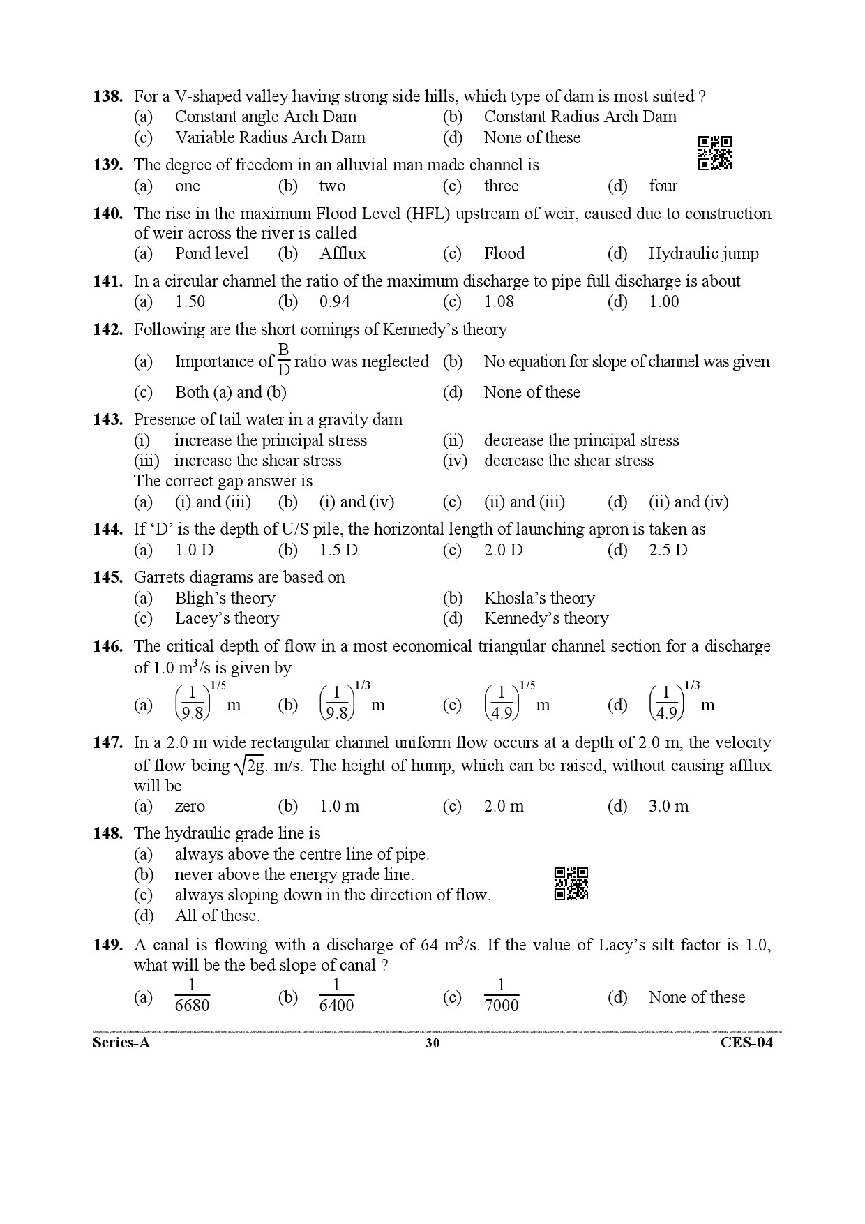 Uttarakhand Combined State Engineering Service Exam 2021 Civil Engineering Paper I 30