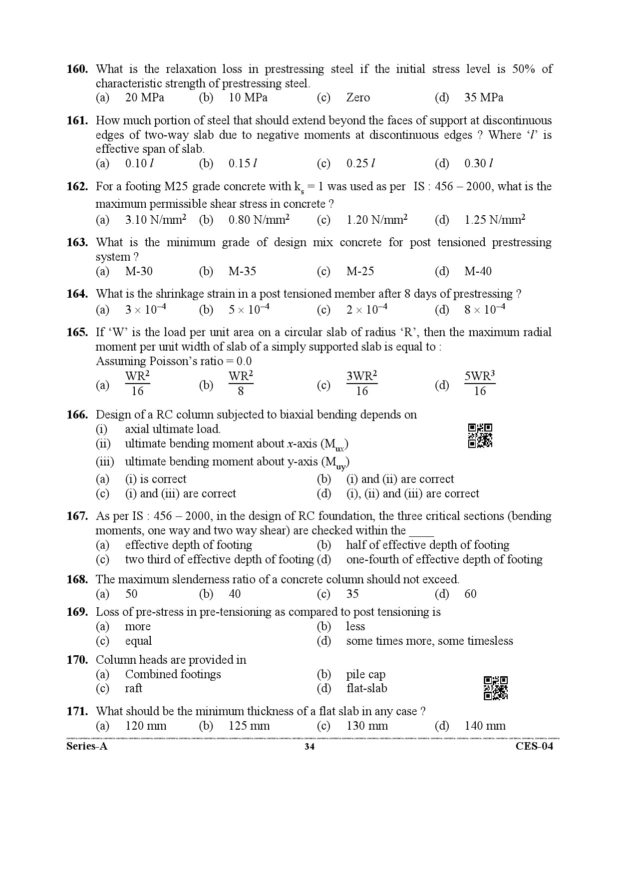 Uttarakhand Combined State Engineering Service Exam 2021 Civil Engineering Paper I 34