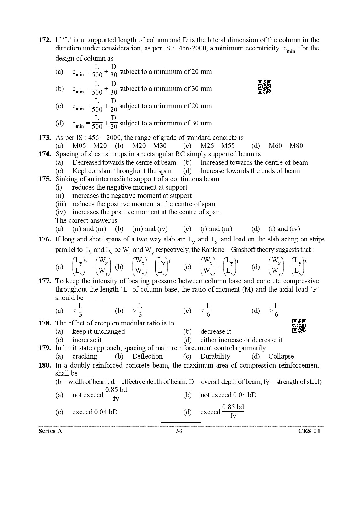 Uttarakhand Combined State Engineering Service Exam 2021 Civil Engineering Paper I 36