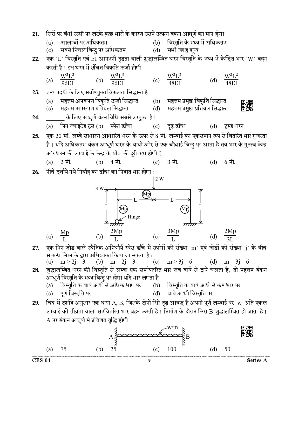 Uttarakhand Combined State Engineering Service Exam 2021 Civil Engineering Paper I 9